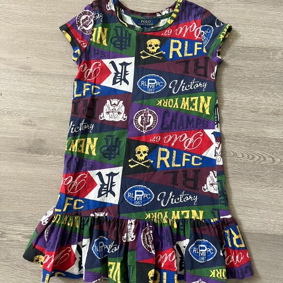 RALPH LAUREN POLO Other - RALPH LAUREN POLO Girls Dress size 6 Varsity Pennant Spirit Flag Football Skull